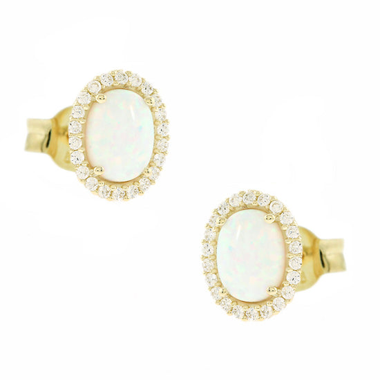 AV γυναικεία σκουλαρίκια με πέτρα οπάλ και λευκά ζιργκόν