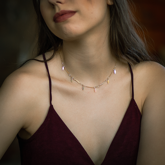 AV γυναικείο ασημένιο 925 κολιέ με κρεμαστά στοιχεία και διάφανα κρύσταλλα