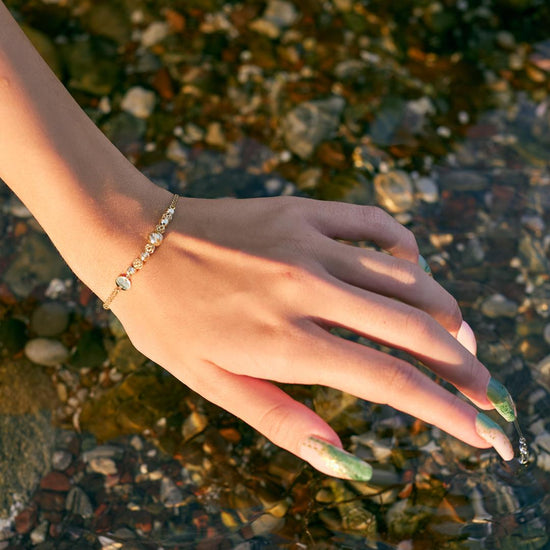 AV γυναικείο ασημένιο 925 βραχιόλι με διαμανταρισμένες μπίλιες