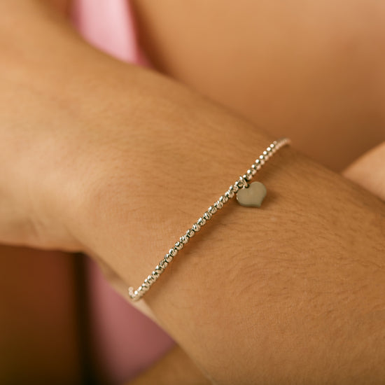 AV γυναικείο ασημένιο 925 βραχιόλι με καρδιά και μπίλιες