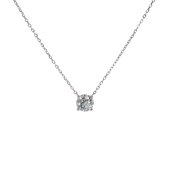 AV γυναικείο ασημένιο κολιέ σε στρογγυλό μοτίφ με τεχνητό διαμάντι 4mm
