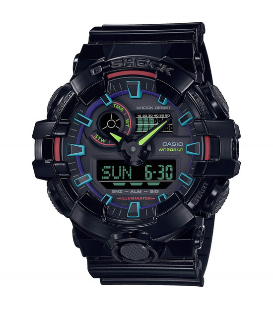CASIO G-Shock Dual Time Chronograph Black Rubber Strap GA-700RGB-1AER