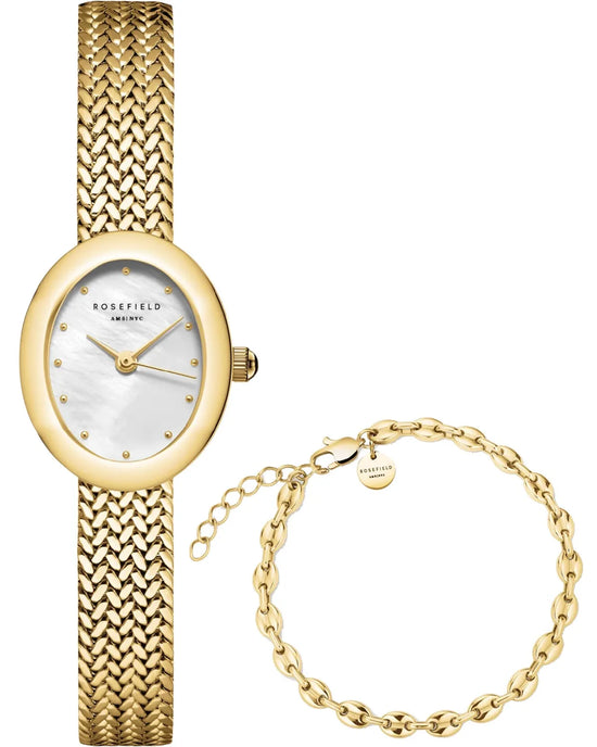 Ρολόι ROSEFIELD Mini Oval Gold Stainless Steel Bracelet Gift Set