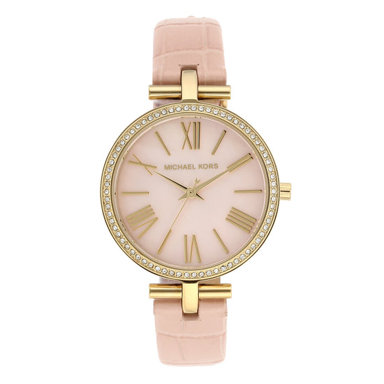 MICHAEL KORS Maci Crystals Gold Stainless Steel Leather Strap MK2790