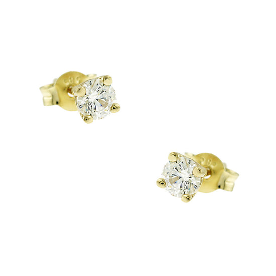 AV χρυσά γυναικεία καρφωτά σκουλαρίκια με ζιργκόν