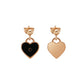LOISIR γυναικεία σκουλαρίκια σε σχήμα καρδιάς με μαύρο κρύσταλλο
