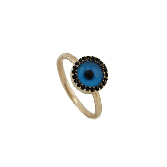 LOISIR γυναικείο δαχτυλίδι με μάτι και μαύρα ζιργκόν