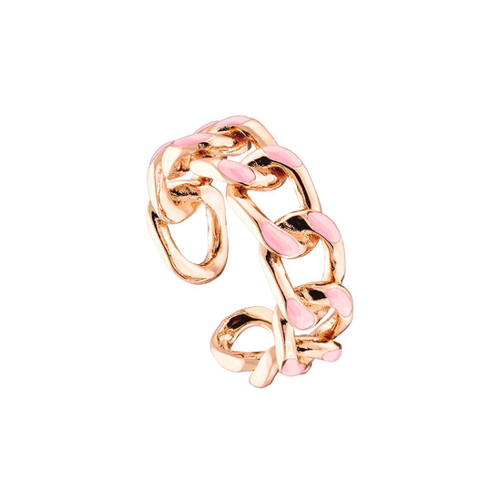 LOISIR ροζ χρυσό δαχτυλίδι BEAUTY με ροζ σμάλτο
