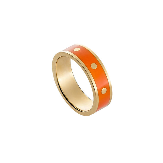 LOISIR γυναικείο δαχτυλίδι με πορτοκαλί σμάλτο