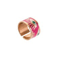 LOISIR γυναικείο δαχτυλίδι με σχέδια ματιού και ροζ σμάλτο