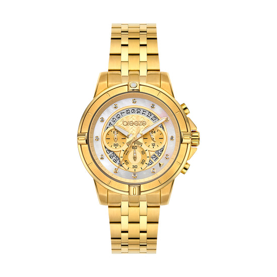BREEZE Divinia Crystals Gold Stainless Steel Chronograph 212311.1