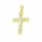 AV χρυσός ανδρικός βαπτιστικός σταυρός με λευκόχρυσο ένθετο εσταυρωμένο