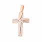 AV ροζ-χρυσός γυναικείος βαπτιστικός ματ σταυρός με λαμπερές πέτρες ζιργκόν