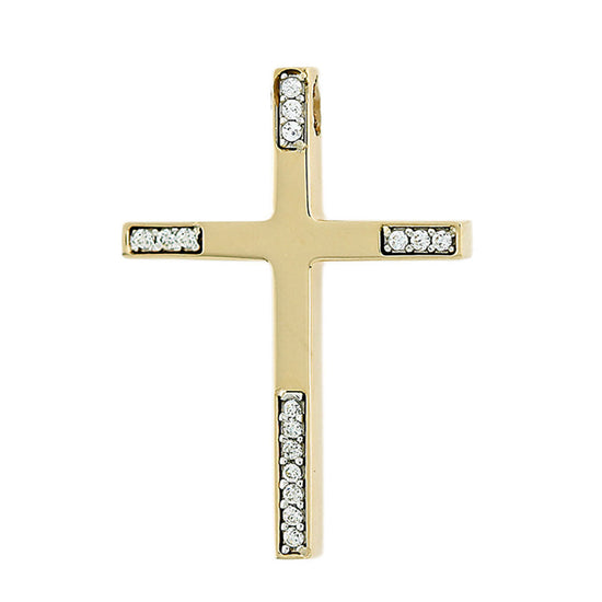 AV χρυσός γυναικείος σταυρός με πέτρες ζιργκόν