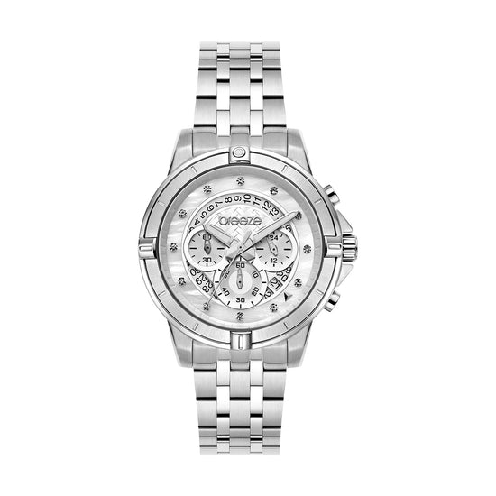 BREEZE Divinia Crystals Silver Stainless Steel Chronograph 612311.1