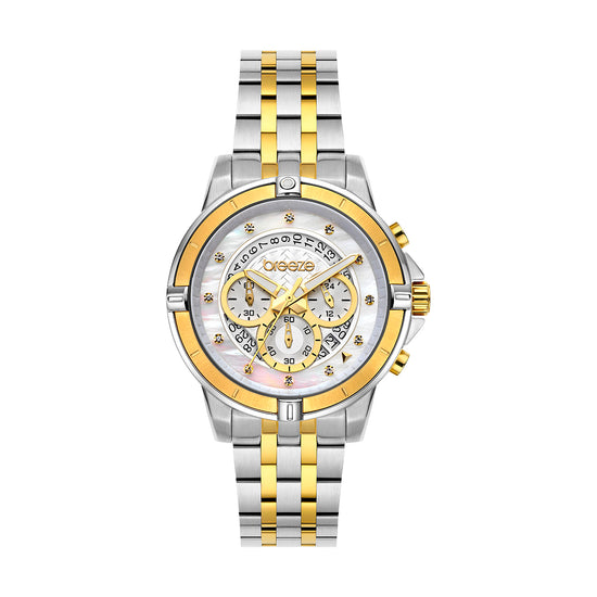 BREEZE Divinia Crystals Two Tone Stainless Steel Chronograph 712311.2