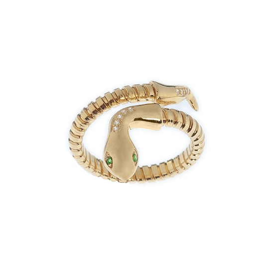 AV γυναικείο ασημένιο 925 δαχτυλίδι φίδι σε κίτρινη επιμετάλλωση