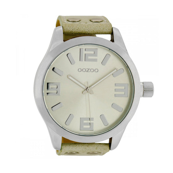 OOZOO Timepieces XXL Unisex Beige Leather Strap C1006