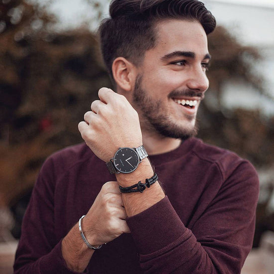 PAUL HEWITT Phreps unisex μαύρο βραχιόλι με κούμπωμα άγκυρας