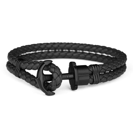 PAUL HEWITT Phreps unisex μαύρο βραχιόλι με κούμπωμα άγκυρας