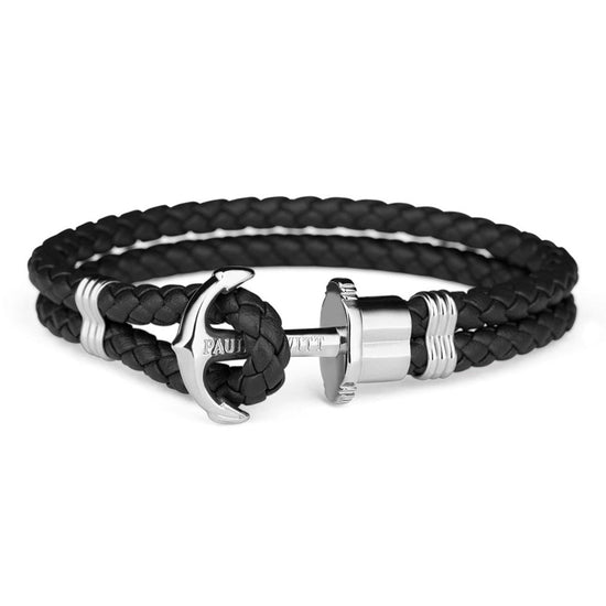 PAUL HEWITT Phreps unisex μαύρο βραχιόλι με κούμπωμα άγκυρας