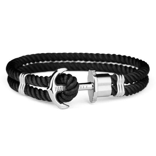 PAUL HEWITT Phreps unisex μαύρο βραχιόλι με κούμπωμα άγκυρας