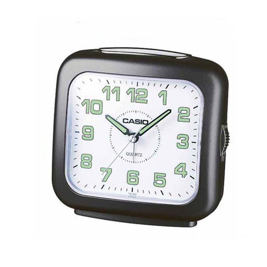 CASIO αναλογικό επιτραπέζιο μαύρο ρολόι με μαύρους φωσφορίζοντες δείκτες