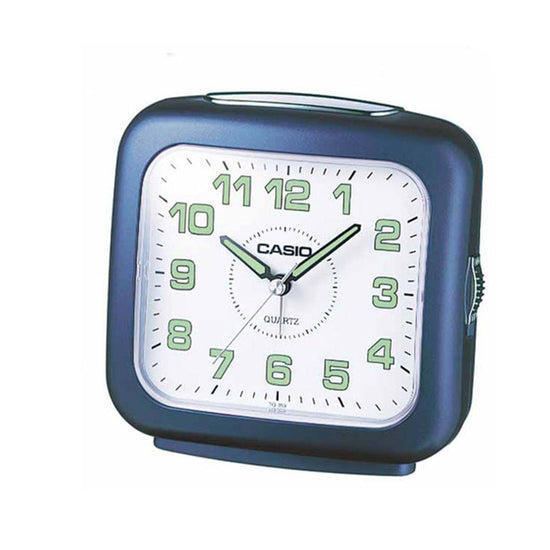 CASIO αναλογικό επιτραπέζιο μπλε ρολόι με μαύρους φωσφορίζοντες δείκτες
