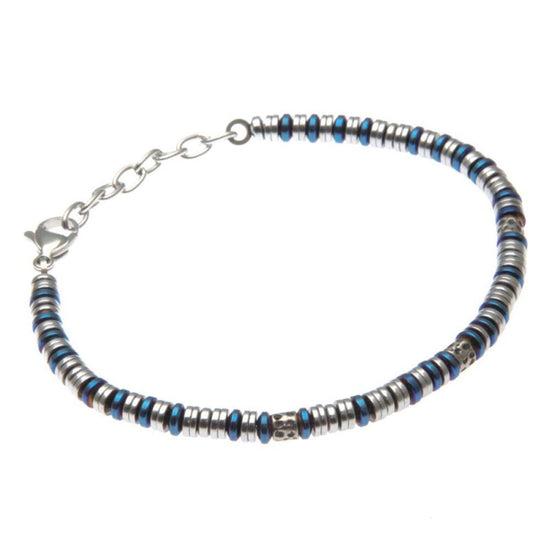 AV ανδρικό ατσάλινο βραχιόλι με μπλε λεπτομέρειες