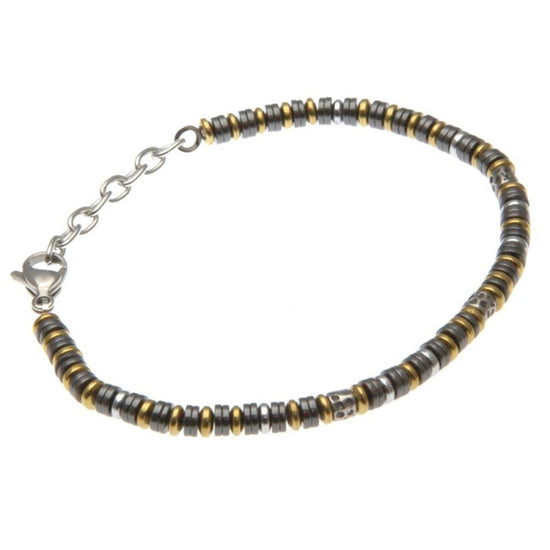 AV ανδρικό τρίχρωμο ατσάλινο βραχιόλι με λουστρέ επιφάνεια