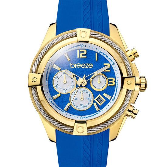 BREEZE Flirtini Gold Chronograph Blue Rubber Strap 110211.18