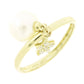 AV χρυσό δαχτυλίδι με κρεμαστό μαργαριτάρι και αστέρι με πέτρες ζιργκόν