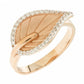 AV ροζ χρυσό δαχτυλίδι με σχέδιο φύλλο διακοσμημένο με πέτρες ζιργκόν