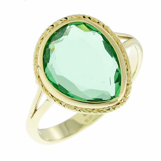 AV χρυσό δαχτυλίδι διακοσμημένο με πράσινη κεντρική πέτρα