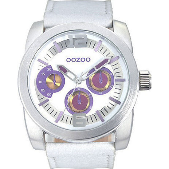 OOZOO Timepieces Unisex White Leather Strap C5585
