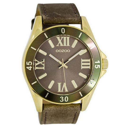OOZOO Timepieces Unisex Brown Leather Strap C5739