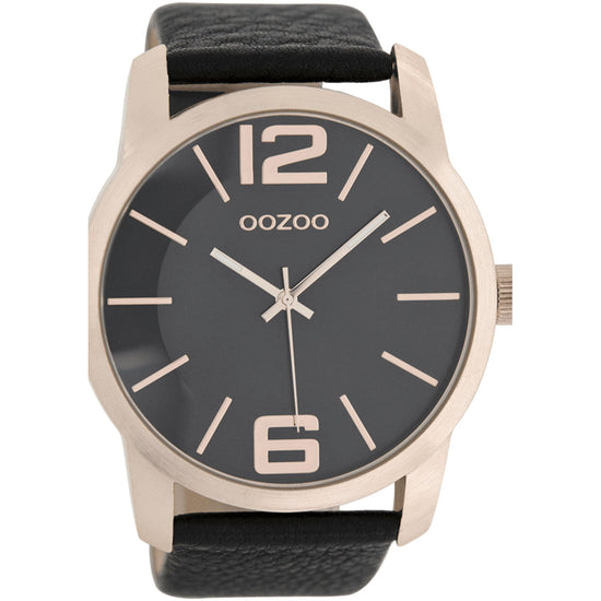 OOZOO Timepieces XXL Ladies Black Leather Strap C7414