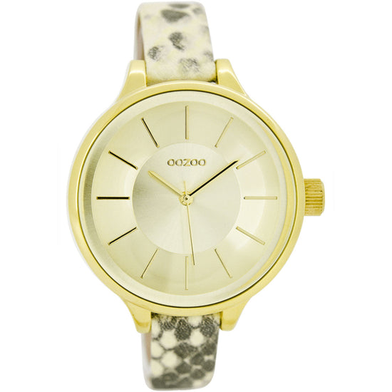 OOZOO Timepieces Ladies Light Grey Leather Strap C7545