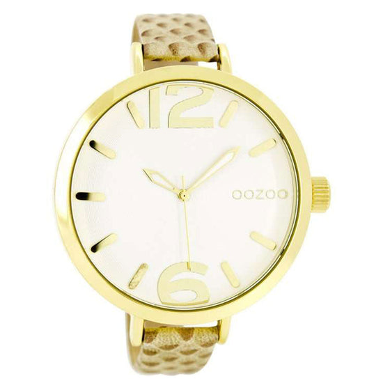 OOZOO Timepieces XXL Ladies Gold Brown Leather Strap C7960